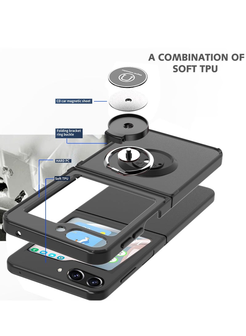 SYOSI Case for Samsung Galaxy Z Flip 5, Shock-Absorption Anti-Scratch Phone Case with Kickstand, Magnetic Car Mounts Supports for Samsung Galaxy Z Flip 5 - Image 4