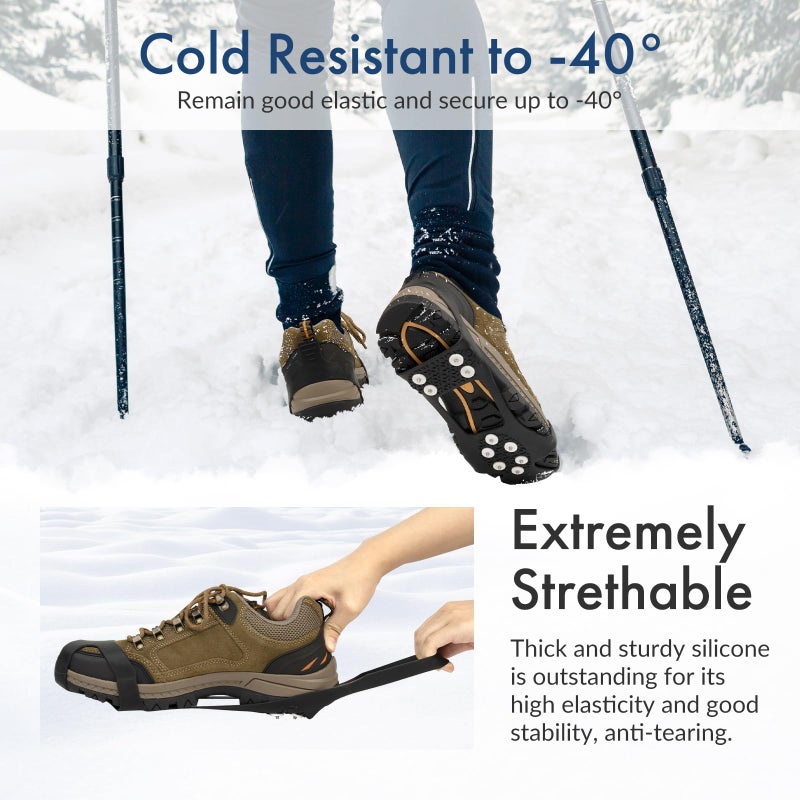 EZ2LIVE Ice Cleats crampons for Shoes and Boots, Ice Snow Grips for Winter Walking Traction, Anti-Slip Ice Traction Cleats with 10 Steel Studs Crampons Gripper Spikes for Shoes Men Women - Image 4
