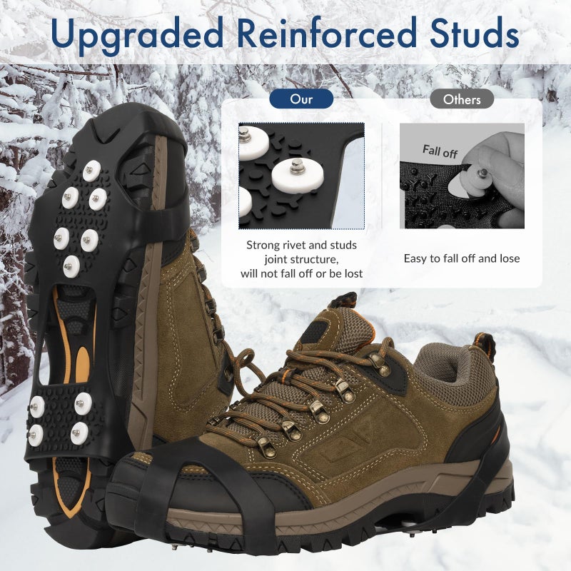EZ2LIVE Ice Cleats crampons for Shoes and Boots, Ice Snow Grips for Winter Walking Traction, Anti-Slip Ice Traction Cleats with 10 Steel Studs Crampons Gripper Spikes for Shoes Men Women - Image 3