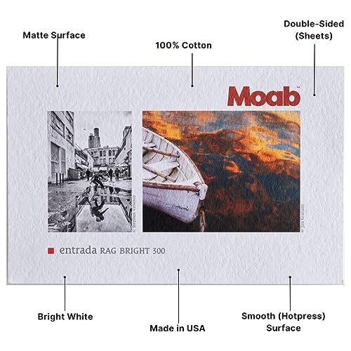 Moab Entrada Rag FineArt 2-Side Bright White Matte Inkjet Paper, 17x22", 25 Sheets - Image 2