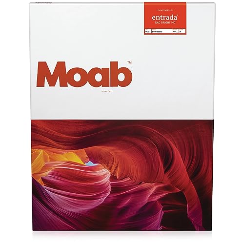 Moab Entrada Rag FineArt 2-Side Bright White Matte Inkjet Paper, 17x22", 25 Sheets - Image 1