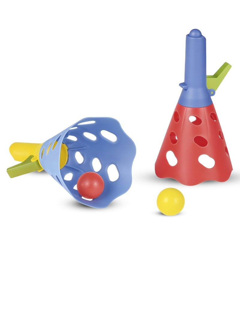 Playtive Pop and Catch Ball Game Set. Includes 2 Catch Launcher Baskets and 2 Balls. Interactive Throw and Catch Toy for Kids. Indoor & Outdoor Fun. Enhances Hand-Eye Coordination and Motor Skills Ideal for Ages 3+ - Image 1