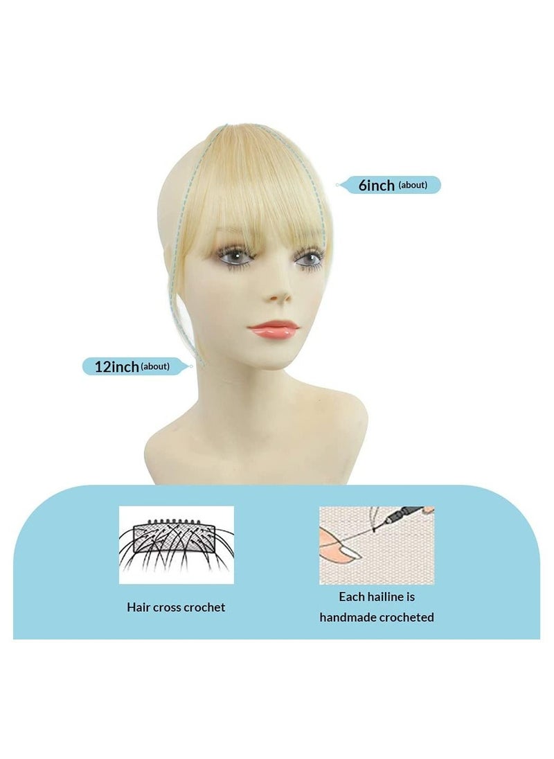 Estelle - Bangs Hair Clip on Bangs Human Hair Extension Wispy Bangs Blonde Hair Fringe Colour #613 Blonde 1 Count - Image 1