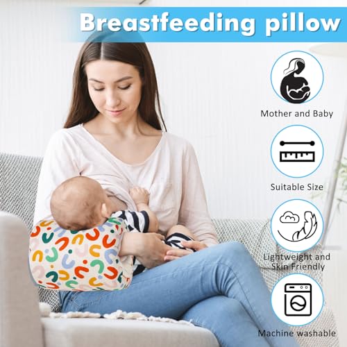 TEUOPIOE Baby Feeding Arm Pillow,Soft Cotton Bottle Nursing Arm Pillows for Newborn,Breastfeeding Pillows for More Support for Mom and Baby,Portable and Washable,Ergonomic Nursing Essentials(Rainbow) - Image 2