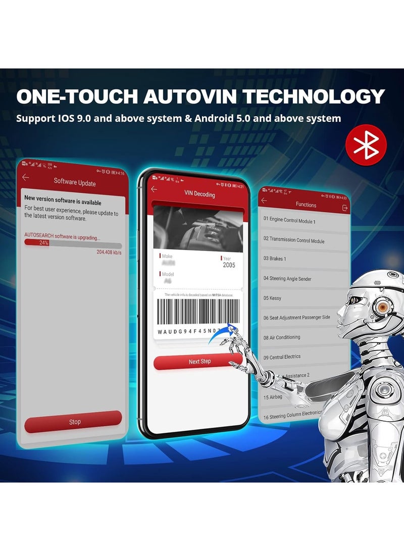 Thinkdiag2 Full Version All System Obd2 Diagnostic Scanner, Bluetooth Scan Tool with Can-Fd Protocol, AutoVin, Active Test, 15 Reset Functions, Ecu Coding, 1 Year Free Update