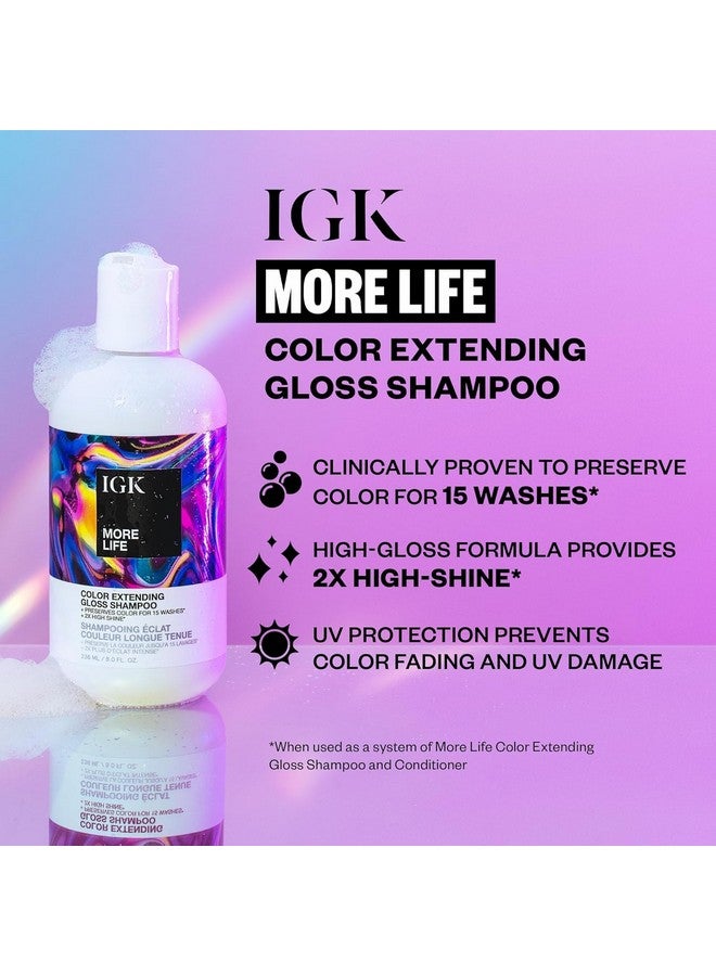 iGK More Life Color Extending Gloss Shampoo And Conditioner Set | Preserves Color Treated Hair | Uv Protection | Vegan + Cruelty-Free | 8 Oz - Image 3