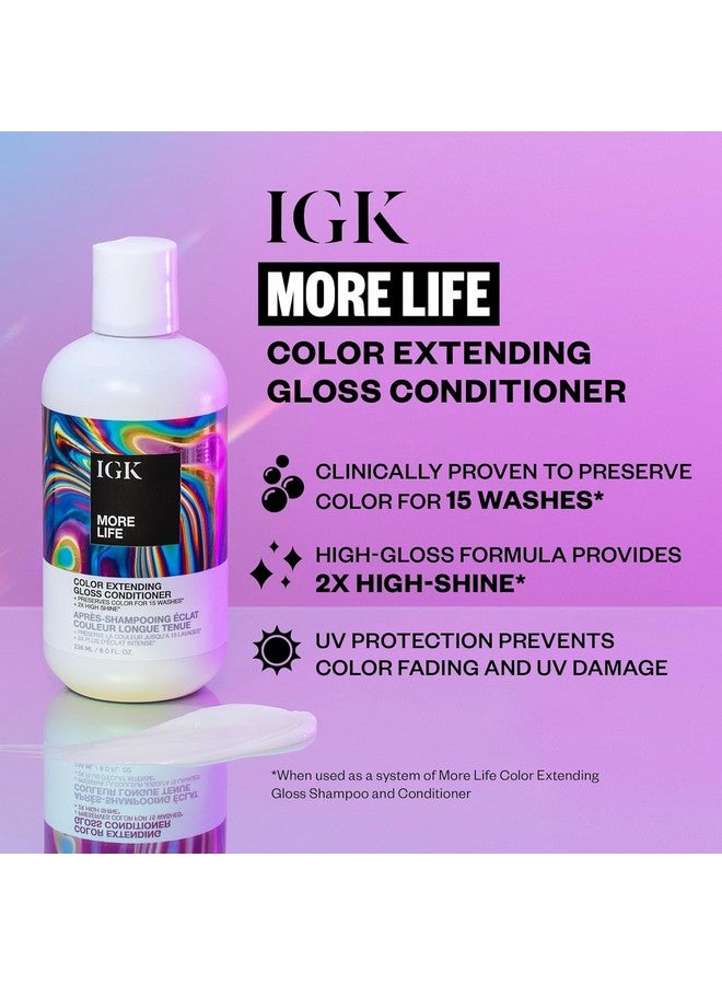 iGK More Life Color Extending Gloss Shampoo And Conditioner Set | Preserves Color Treated Hair | Uv Protection | Vegan + Cruelty-Free | 8 Oz - Image 2