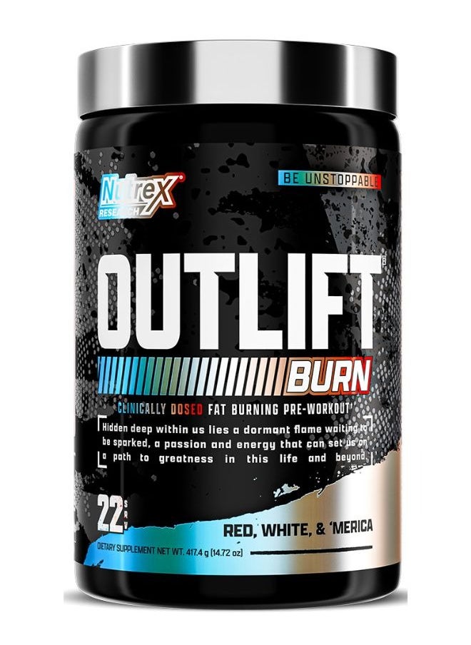 Nutrex Research OUTLIFT Burn Fat Burning Pre Workout Red White&Merica Flavour 426Gram 