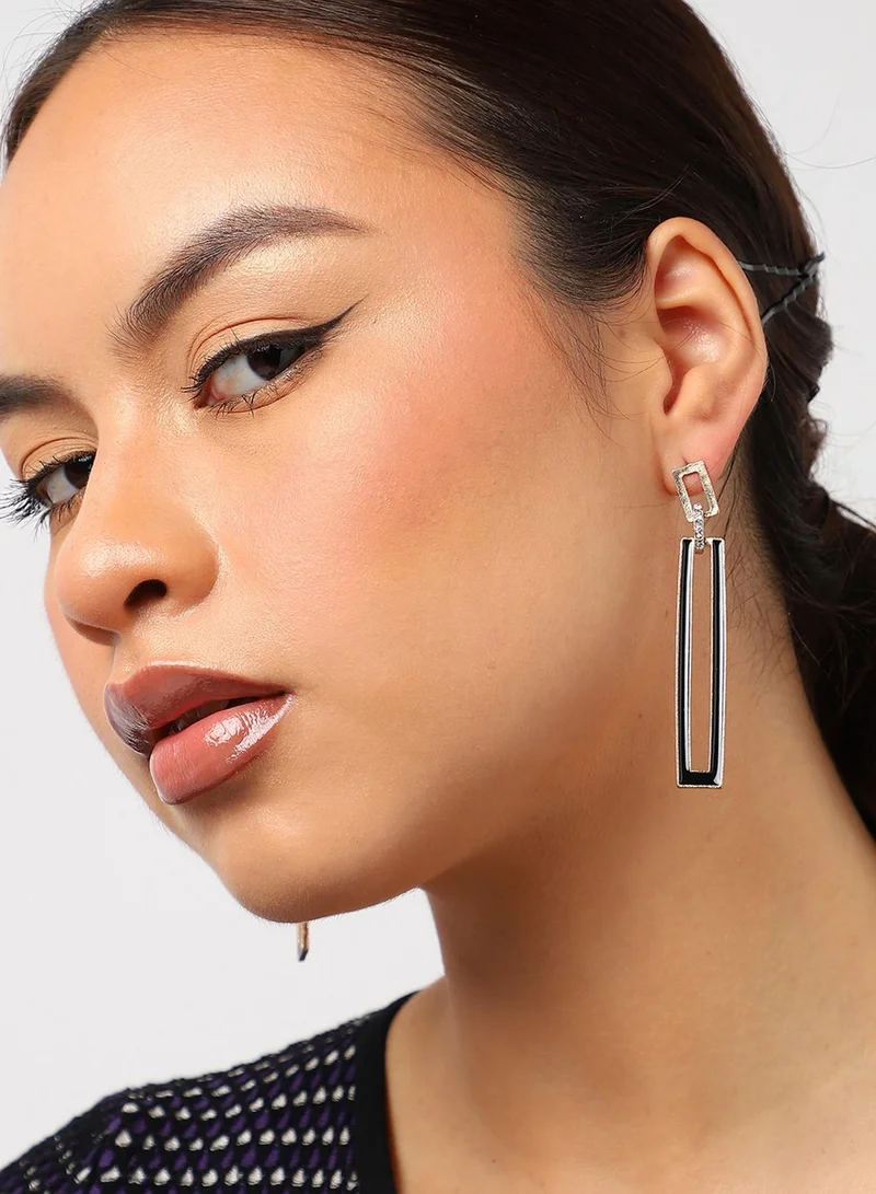 SOHI Black Rhinestones Drop Earrings