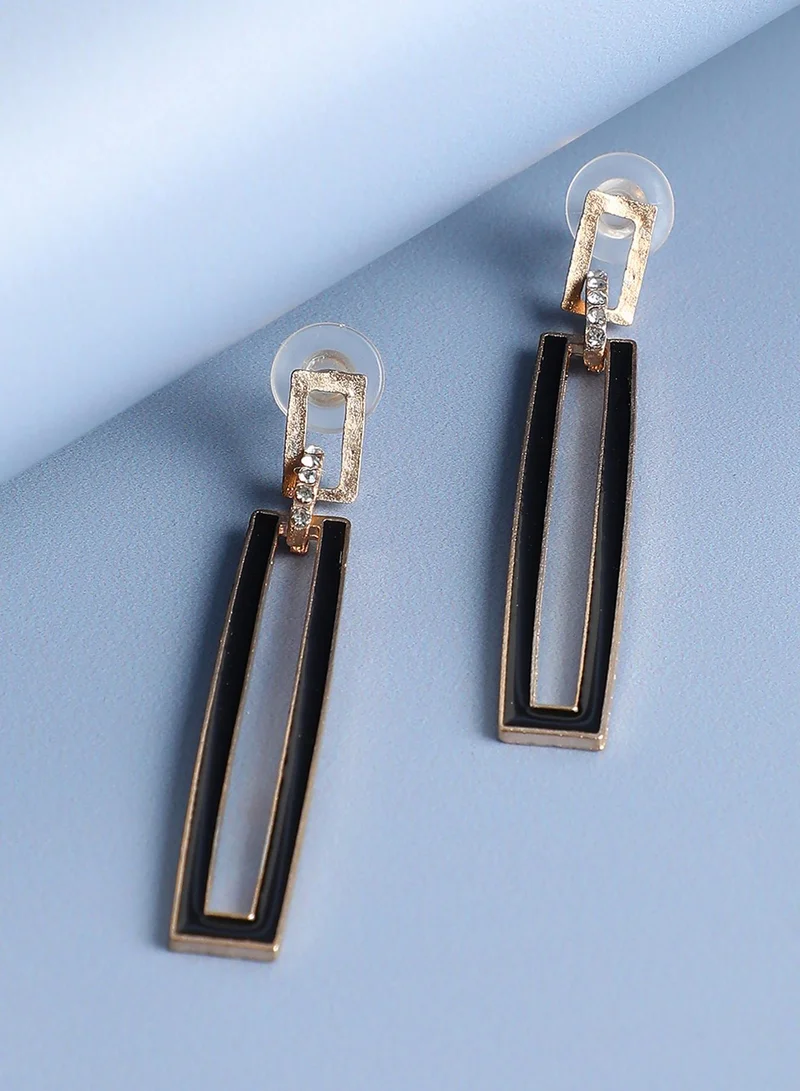 SOHI Black Rhinestones Drop Earrings