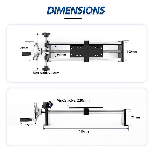 BAOSHISHAN Manual Force Test Stand Manual Tension Push Pull Test Stand Horizontal Spiral Type Stroke 220mm with 1 x HJJ-001 Clamp (APW) - Image 5