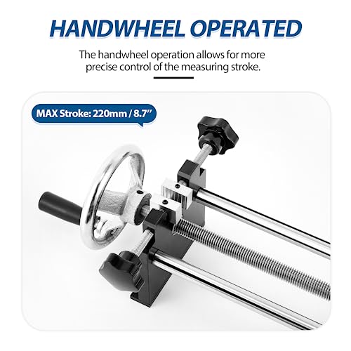BAOSHISHAN Manual Force Test Stand Manual Tension Push Pull Test Stand Horizontal Spiral Type Stroke 220mm with 1 x HJJ-001 Clamp (APW) - Image 2