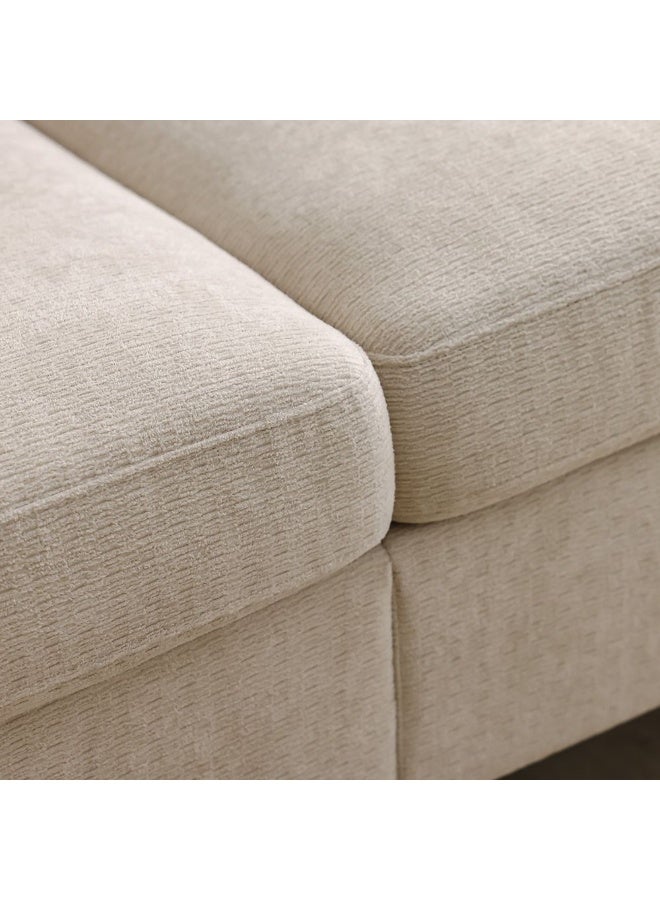 DANUBE HOME Arjun 3 Seater Fabric Sofa | Modern Design Three Seat Sofas | Comfortable Living Room Furniture L185xW81xH90cm - Beige - Image 3