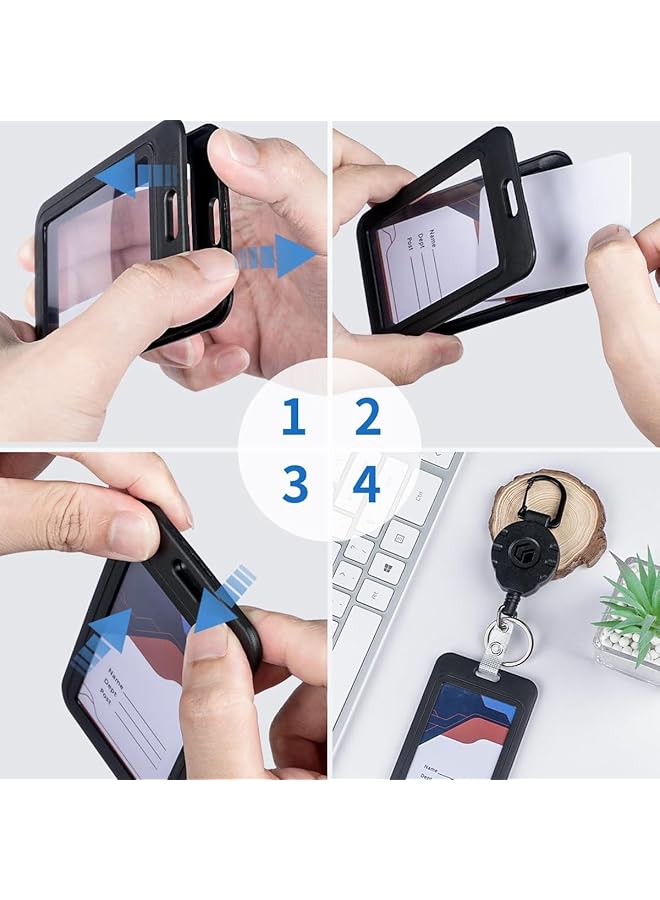 erorex 6 Pack Id Badge Holder With Double Sided Windows Vertical Hard Plastic Case Black Card Protector Pouch For Office School Id Credit Cards Proximity Key Cards Driver'S Licenses And Passes  - Image 4
