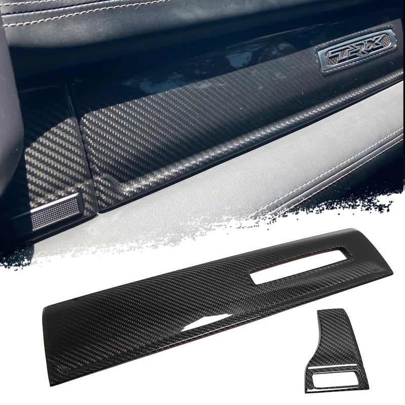 Yipmotiv Car Dashboard Passenger Panel Trim for Dodge RAM TRX Rebel Laramie Pickup Truck Big Horn Sport 1500 2019 2020 2021 2022 2023Geniune Carbon Fiber CoPilot OverlayCar Glove Storage Box Cover