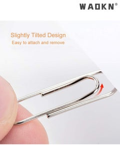 WAOKN 200 Pack 1.2 Inch/ 29mm Mini Metal Paper Clip Holder,Small Paperclips Smooth Paper Clip Box Metal Nickel Plated Paper Clip Large Office Suppliesfor Sheets Files, Office School (Silver)  - Image 3