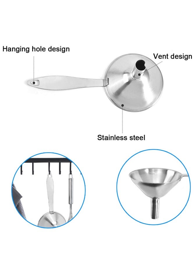 AMERTEER 3-Piece Stainless Steel Funnel Set – Long Handle Food-Grade Funnels for Bottles, Spice Jars, Oil & Powder Filling - Image 4
