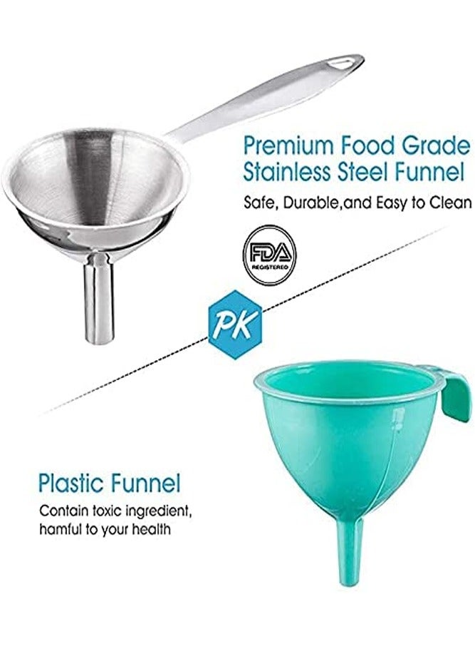 AMERTEER 3-Piece Stainless Steel Funnel Set – Long Handle Food-Grade Funnels for Bottles, Spice Jars, Oil & Powder Filling - Image 5