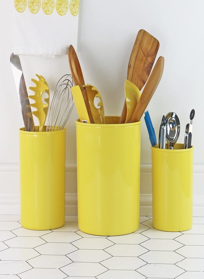 Reston Lloyd Extra-Large Multipurpose Utensil Crock for - BPA-Free Plastic Kitchen Tool Holder for Countertop, Camping, RV, Craft Desk, Wine Cooler, Garden, Patio Organizer, Lemon - Image 4