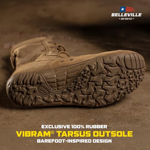 Belleville Mini-Mil TR105 8" Tactical Boots for Men - Minimalist Military Boots - Army/Air Force OCP ACU Coyote Brown Leather with Low Drop & Slip-Resistant Vibram Tarsus Outsole - 9 Wide - Image 3