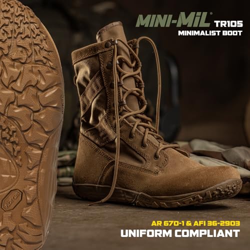 Belleville Mini-Mil TR105 8" Tactical Boots for Men - Minimalist Military Boots - Army/Air Force OCP ACU Coyote Brown Leather with Low Drop & Slip-Resistant Vibram Tarsus Outsole - 9 Wide - Image 2