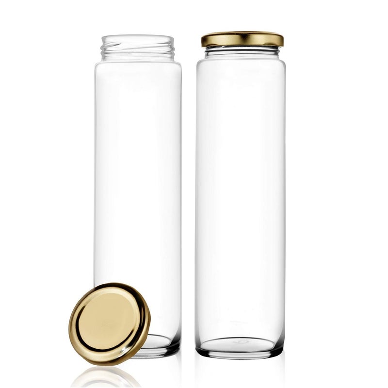 STAR WORK Kitchen Storage Clear Long Bamboo Glass Jars For Sauce Pickle Cereal Spice Spaghetti Noodles 500 Ml Transparent Pack Of 6 Container Brown - Image 2