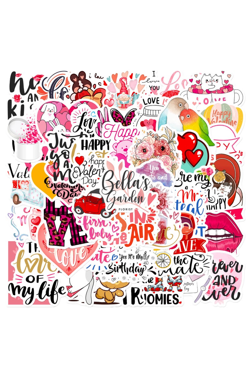 ORAINBOW 50 Pcs Love Stickers I Love You Waterproof Vinyl Stickers for Bike Water Bottles Laptop Bicycle Refrigerator Cup Luggage Computer Mobile Phone Skateboard Decals - Image 1