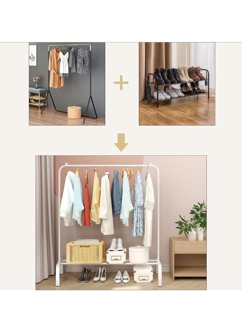 Huitich Metal Clothes Rack With Bottom Shelf Closet Clothes Hanger for Garment Coats Skirts  - Image 5