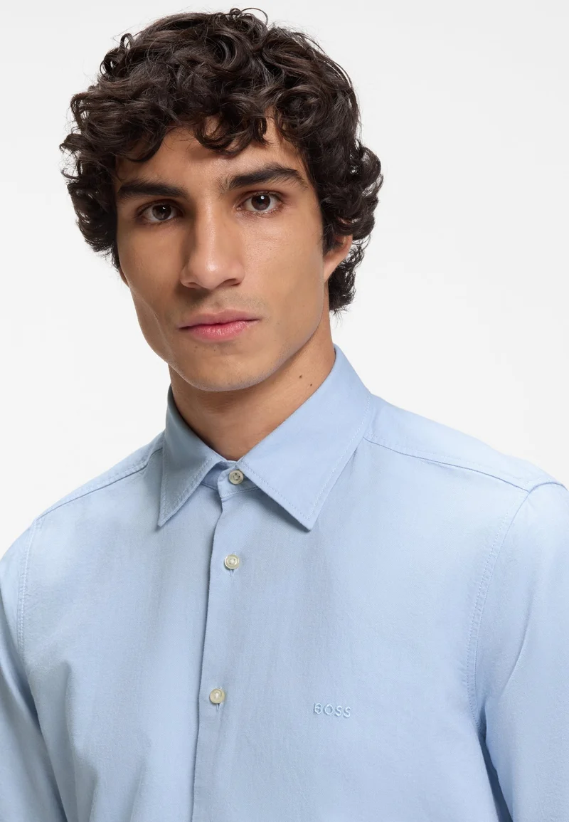 BOSS Open Blue Regular-fit shirt in soft-washed Oxford cotton for Men | Best Price UAE