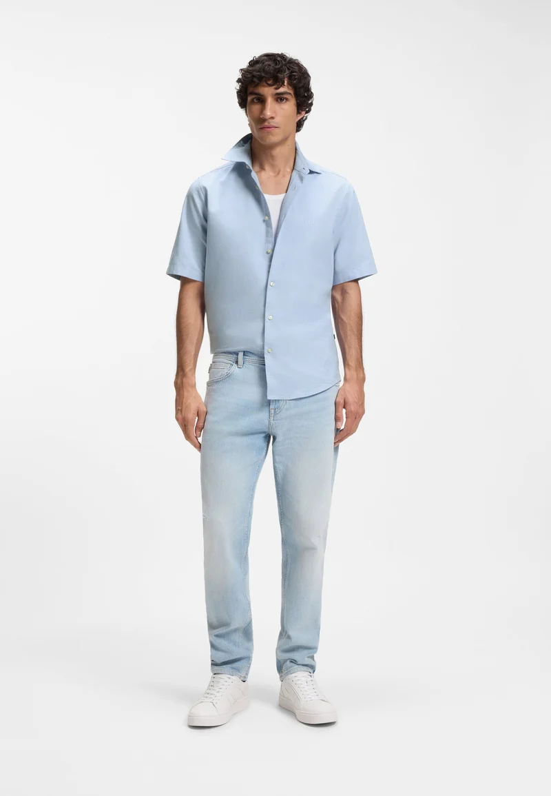 BOSS Open Blue Regular-fit shirt in soft-washed Oxford cotton for Men | Best Price UAE