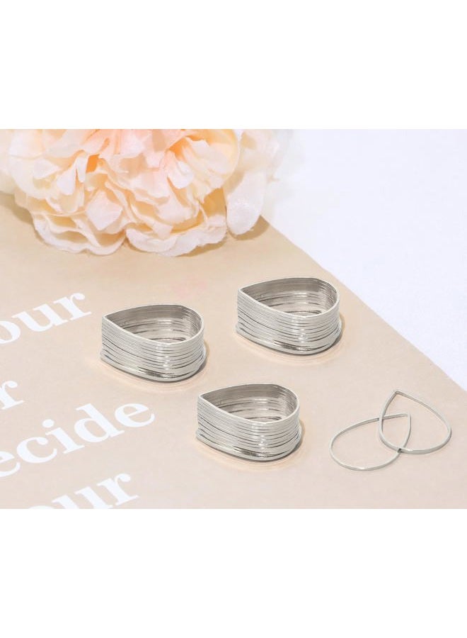 Shapenty Brass Teardrop Hollow Frame Pendant Charms Open Bezel Frames Linking Ring Connectors Beading Hoop Earrings for Necklace Bracelet Jewelry Making Resin Craft, 50PCS (Silver) - Image 4
