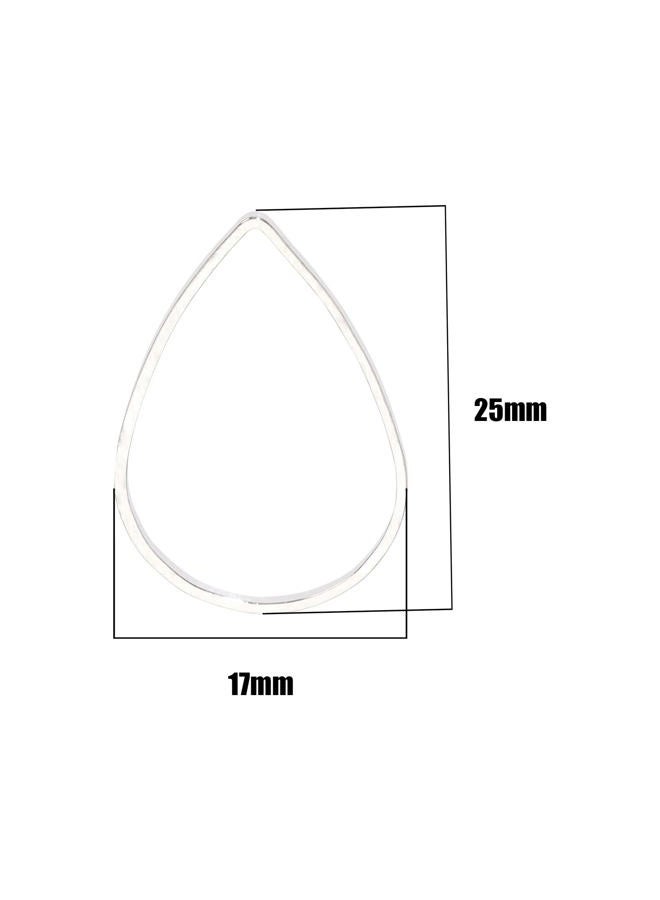 Shapenty Brass Teardrop Hollow Frame Pendant Charms Open Bezel Frames Linking Ring Connectors Beading Hoop Earrings for Necklace Bracelet Jewelry Making Resin Craft, 50PCS (Silver) - Image 2