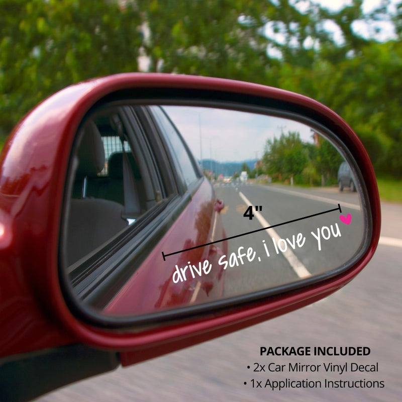TUANRIVER I Love You Drive Safe Mirror Sticker, Car Stickers for Women, Rearview Mirror Decal, Cute Car Decals, Valentines Day Gifts for Her, Him (Drive Safe - White) - Image 5