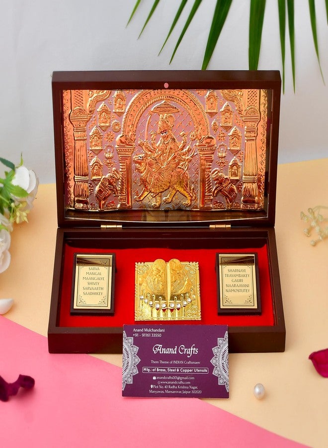 Piepot Jai MATA Di Charan Paduka with Acrylic l Gold Plated l Devotional Prayer Box Footprint | Charan Paduka Box for Pooja l Wedding Gifts & House Warming | Diwali Gifts (8X4.5X1.5 Inches, Brown) - Image 5