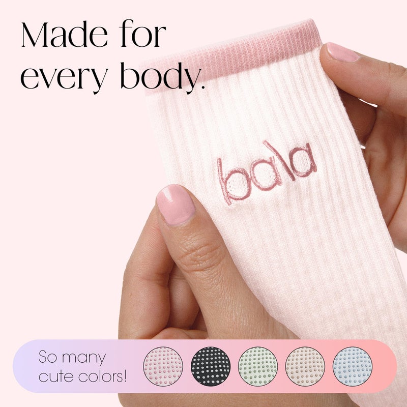 Bala High Sock with Grips, Medium - Classic Crew Slip-Free High Socks Designed for Yoga, Pilates, Barre & Home Workouts - Lightweight, Non-Slip Silicone Dotted Soles â€“ Blush - Image 5