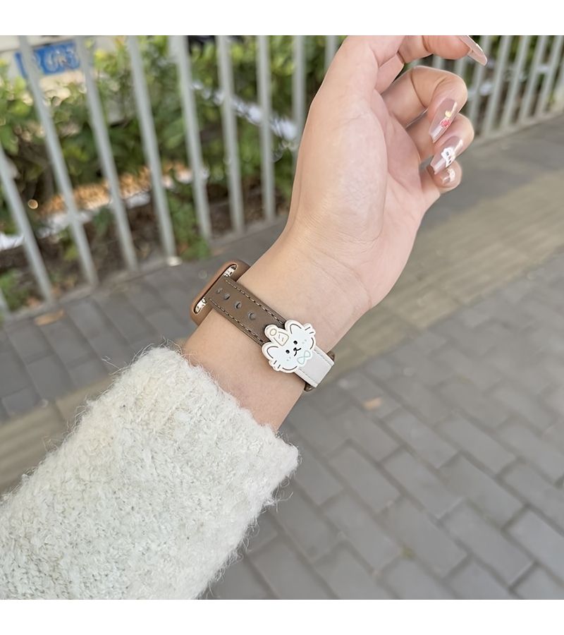 علبة بنية وبيضاء بأذني قطة لساعة Apple Watch بمقاسات 38 مم، 40 مم، 41 مم، 42 مم - Image 4