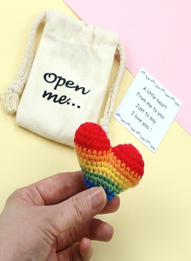LUOKIFUR Pocket Hug Gift I Love You Gifts for Him for Her Crochet Heart Missing You Gift (Colorful) - Image 4