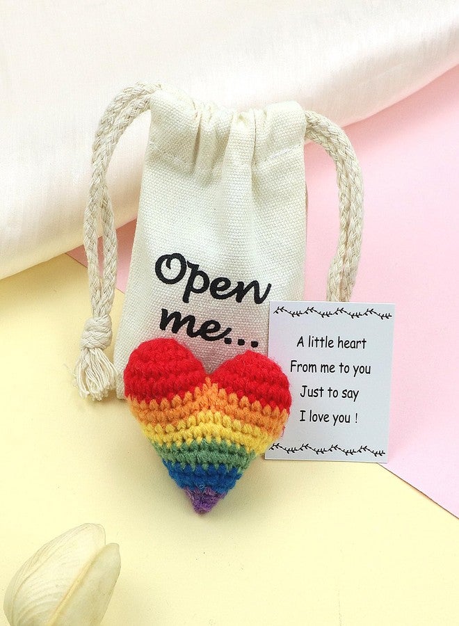 LUOKIFUR Pocket Hug Gift I Love You Gifts for Him for Her Crochet Heart Missing You Gift (Colorful) - Image 5