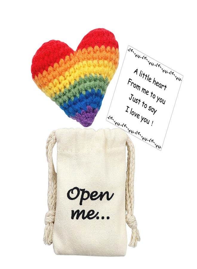LUOKIFUR Pocket Hug Gift I Love You Gifts for Him for Her Crochet Heart Missing You Gift (Colorful) - Image 1
