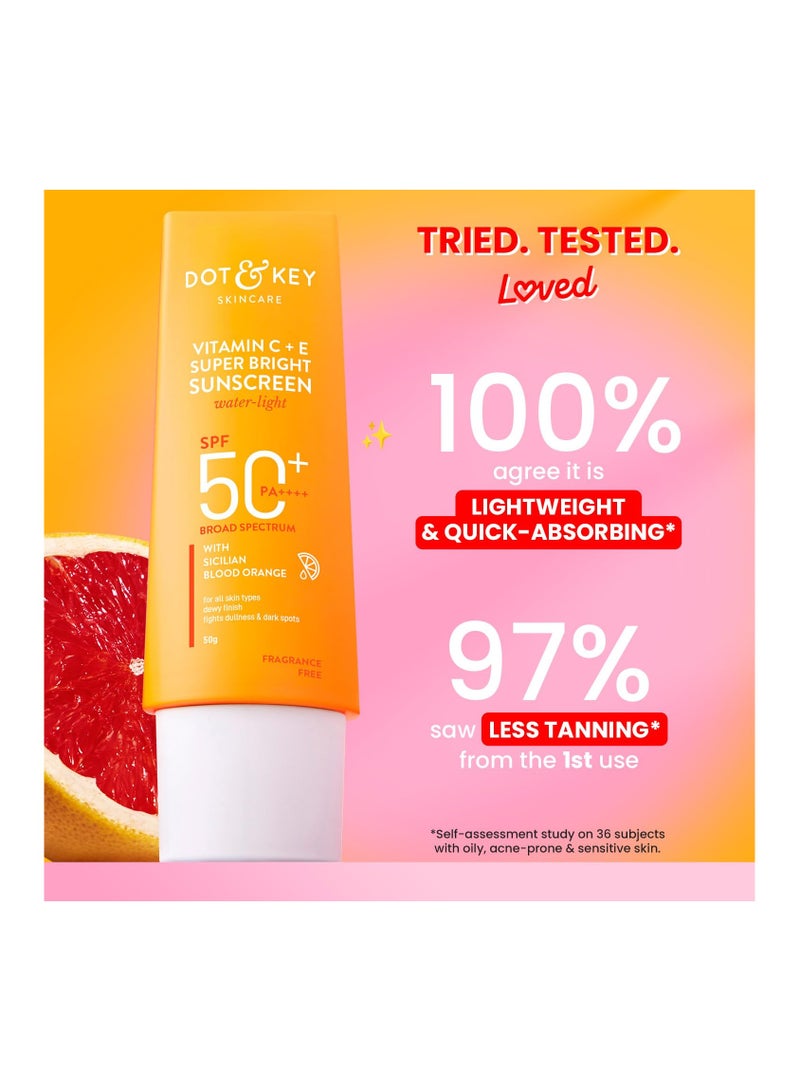 Dot & Key Vitamin C + E Super Bright Sunscreen Spf 50 |Water-Light,UVA/UVB & Blue Light Protection|For Even Toned & Glowing Skin|With Liquid Spf 50+++| No White Cast| For All Skin Types| 80G - Image 5