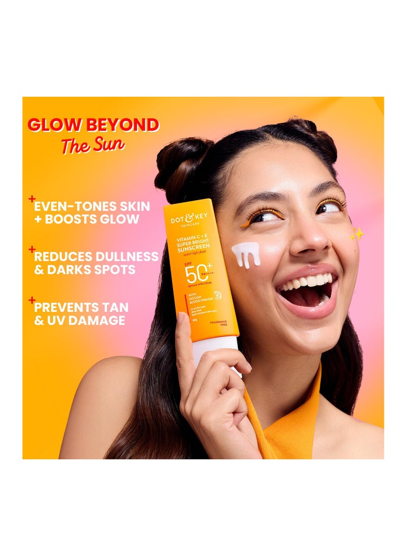 Dot & Key Vitamin C + E Super Bright Sunscreen Spf 50 |Water-Light,UVA/UVB & Blue Light Protection|For Even Toned & Glowing Skin|With Liquid Spf 50+++| No White Cast| For All Skin Types| 80G - Image 4