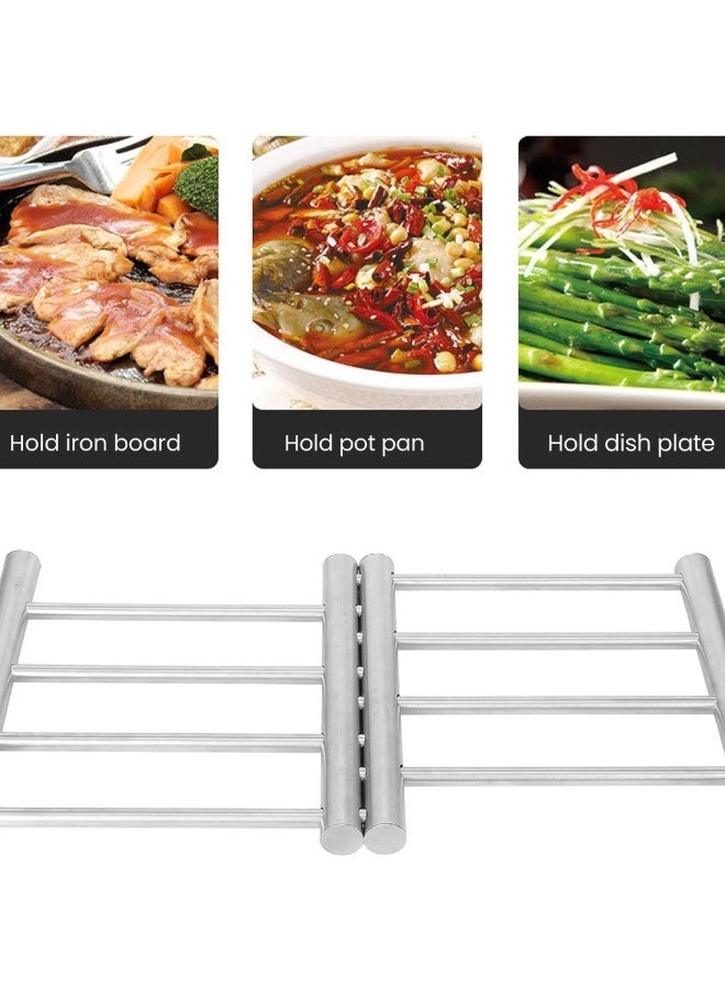 VIO Stainless Steel Hot Pot Stand for Kitchen Heatproof Trivet for Hot Pans Dishes Cookware Extendable Cooling Rack and Coaster for Dining Table Countertop Utensils Heavy Duty Stainless Steel Trivet Adjustable Hot Pot Stand for Kitchen Table Heat Resistant Steamer Rack Countertop Protector Pot Mat Coaster Pot Rack - Image 3