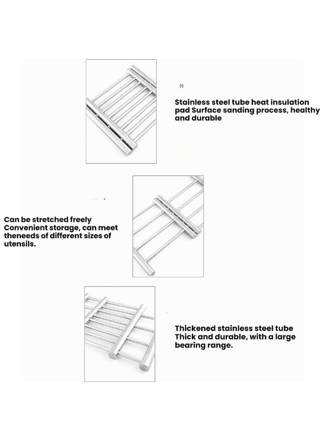 VIO Stainless Steel Hot Pot Stand for Kitchen Heatproof Trivet for Hot Pans Dishes Cookware Extendable Cooling Rack and Coaster for Dining Table Countertop Utensils Heavy Duty Stainless Steel Trivet Adjustable Hot Pot Stand for Kitchen Table Heat Resistant Steamer Rack Countertop Protector Pot Mat Coaster Pot Rack - Image 4