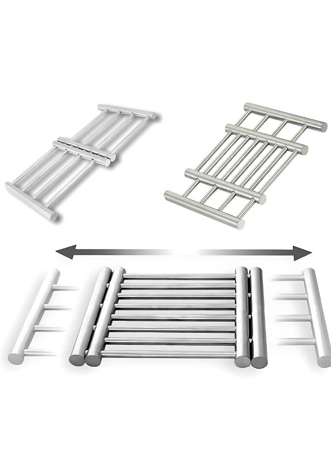 VIO Stainless Steel Hot Pot Stand for Kitchen Heatproof Trivet for Hot Pans Dishes Cookware Extendable Cooling Rack and Coaster for Dining Table Countertop Utensils Heavy Duty Stainless Steel Trivet Adjustable Hot Pot Stand for Kitchen Table Heat Resistant Steamer Rack Countertop Protector Pot Mat Coaster Pot Rack - Image 5