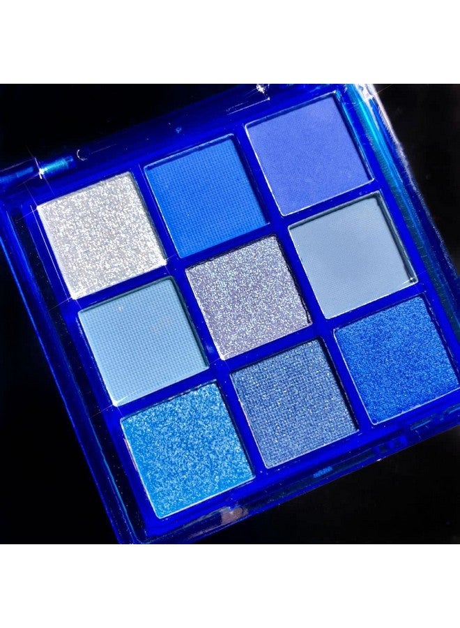paminify 9 Colors Blue Eyeshadow Palette,Sally Makeup Pressed Pigment Glitter, Corpse Bride Waterproof Eye Shadow Pallete Metallic Silver Matte Shimmer Makeup Powder Long Lasting For Halloween,Blue - Image 1
