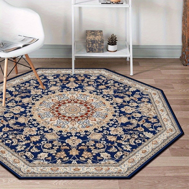 1 Pc Octagonal Persian Style Bohemian Area Mat Machine Washable 180cm Living Room Bedroom Dining Hallway Balcony Home Decor - Image 1