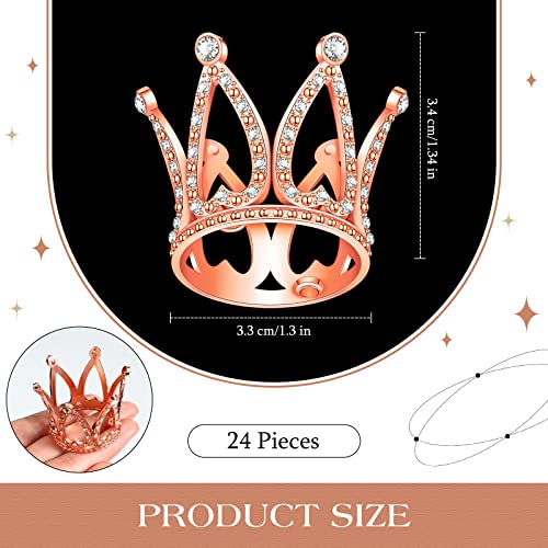 Yulejo 24 Pcs Crown Cake Topper Mini Baby Crown Tiny Queen Small Alloy Crystal Princess Headpiece Cake Decoration for Women Lady Girl Bridal Wedding Royal Themed Baby Shower Birthday PartyRose Gold - Image 5