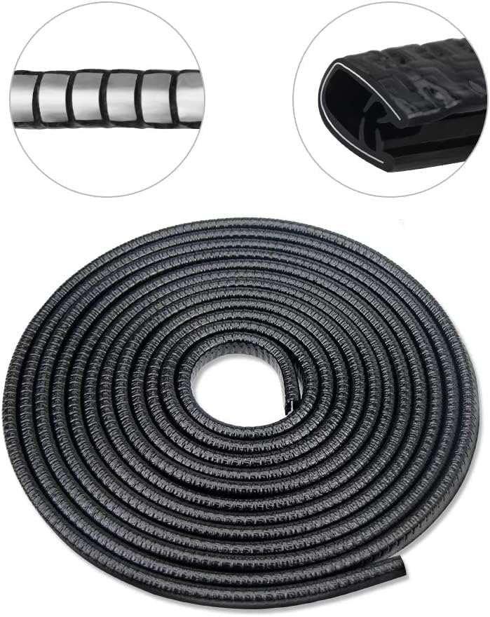 Firlar Car Door Edge Guards 16.4ft(5M) Rubber U Shape Edge Trim Seal Protector Car Protection Door Edge Fit for Universal Car 16.4ft(5M) Black FZT02 - Image 2