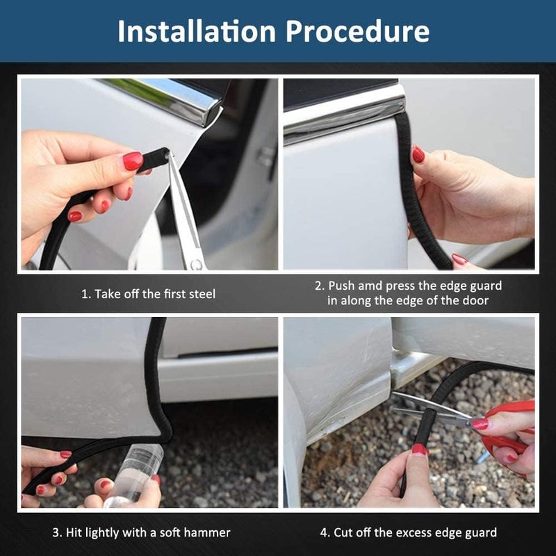 Firlar Car Door Edge Guards 16.4ft(5M) Rubber U Shape Edge Trim Seal Protector Car Protection Door Edge Fit for Universal Car 16.4ft(5M) Black FZT02 - Image 5