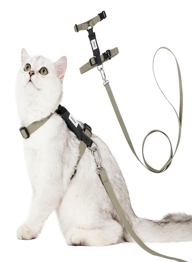 Sovarin Cat Harness and Leash Set - Green Extra Lightweight Soft Kitten Harness Escape Proof, Adjustable Travel Pet Harness for Walking，Easy Control Comfortable Outdoor (Olive Green, One Size) - Image 1
